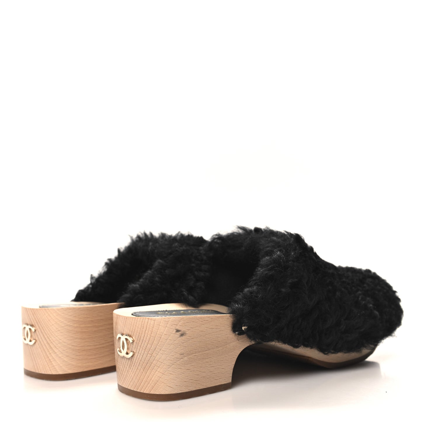 Shearling Lambskin Clogs 41 Black