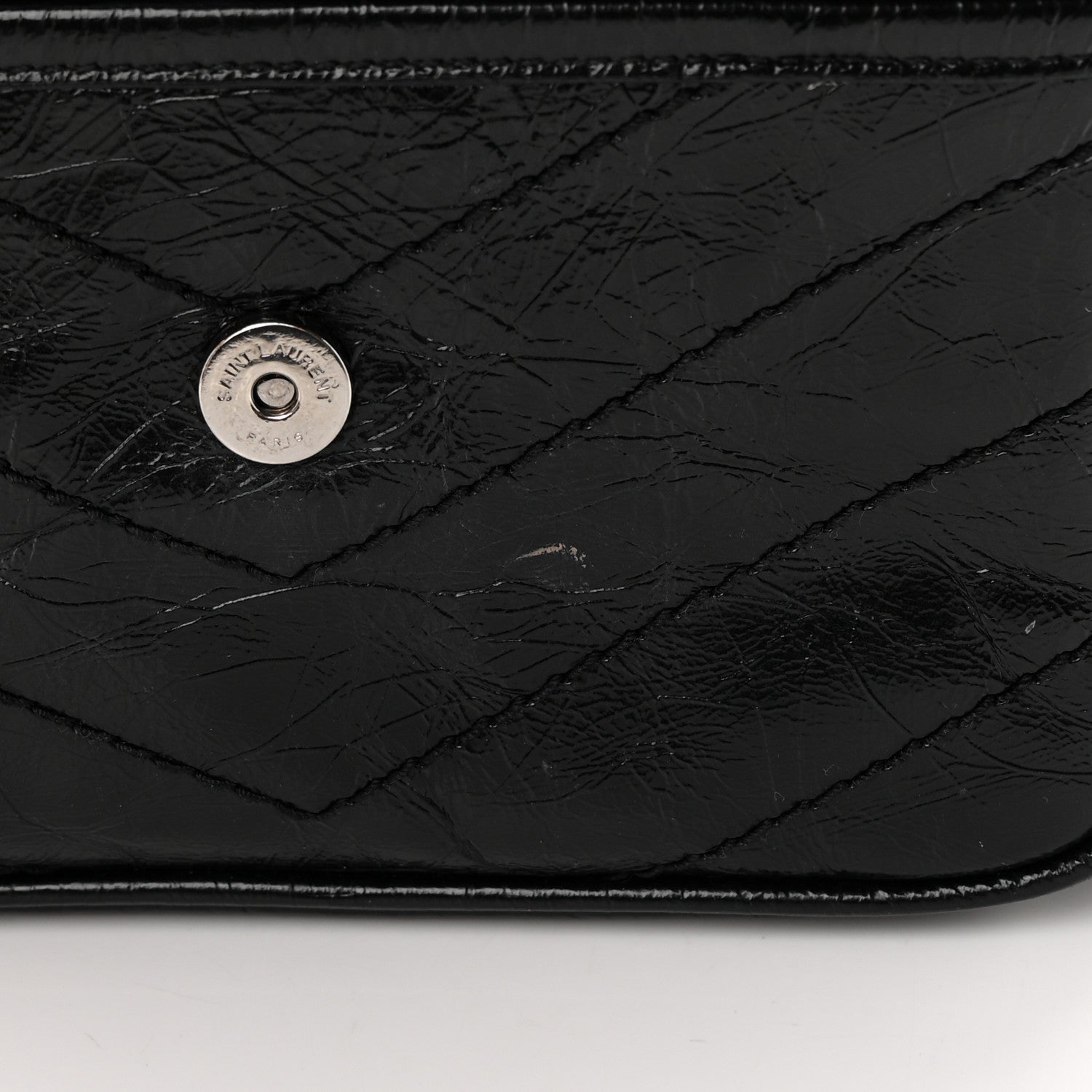 Saint Laurent Crinkled Calfskin Matelasse Monogram Baby Niki Chain Satchel Black 13 of 18