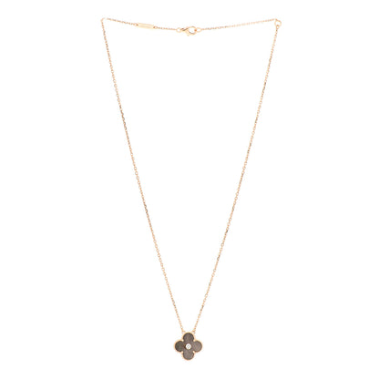 Van Cleef & Arpels 18K Rose Gold Diamond Grey Mother of Pearl Vintage Alhambra Pendant Necklace 3 of 6