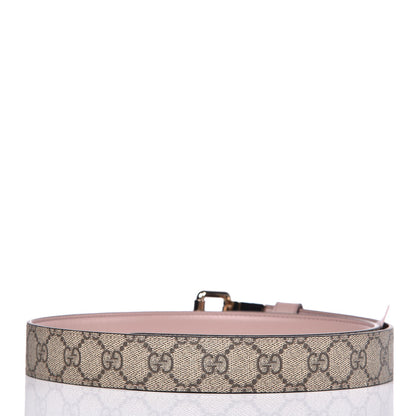 Gucci Selleria Calfskin GG Supreme Monogram Reversible 30mm Belt 85 34 Dark Cipria Beige Ebony 3 of 6