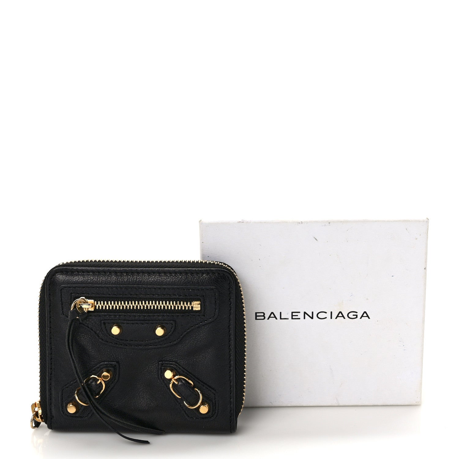 Balenciaga Agneau Classic Gold Hardware Compact Wallet Black 7 of 7