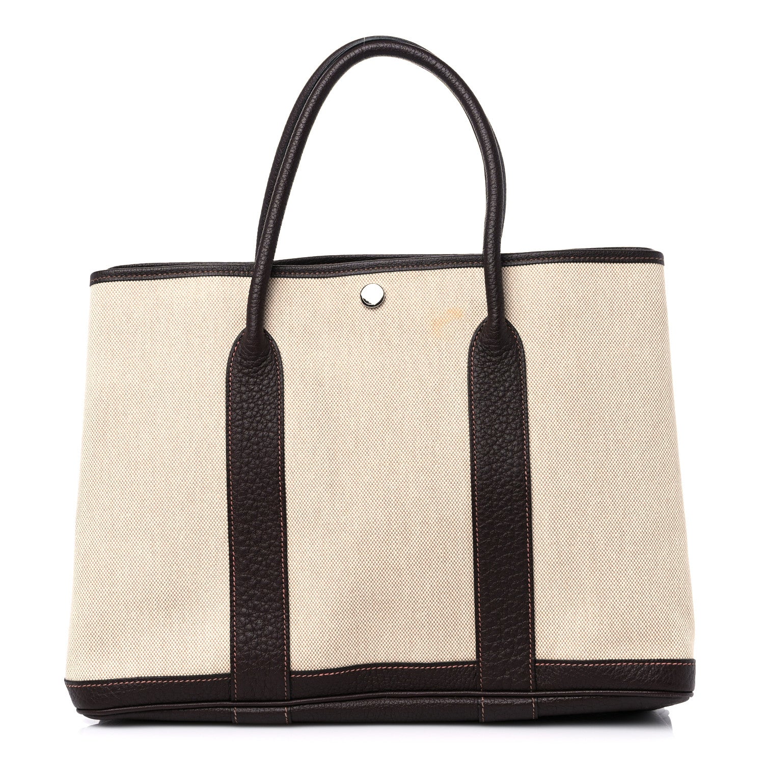 Hermes Buffle Skipper Toile Garden Party 36 MM Tote Marron Fonce 1 of 18