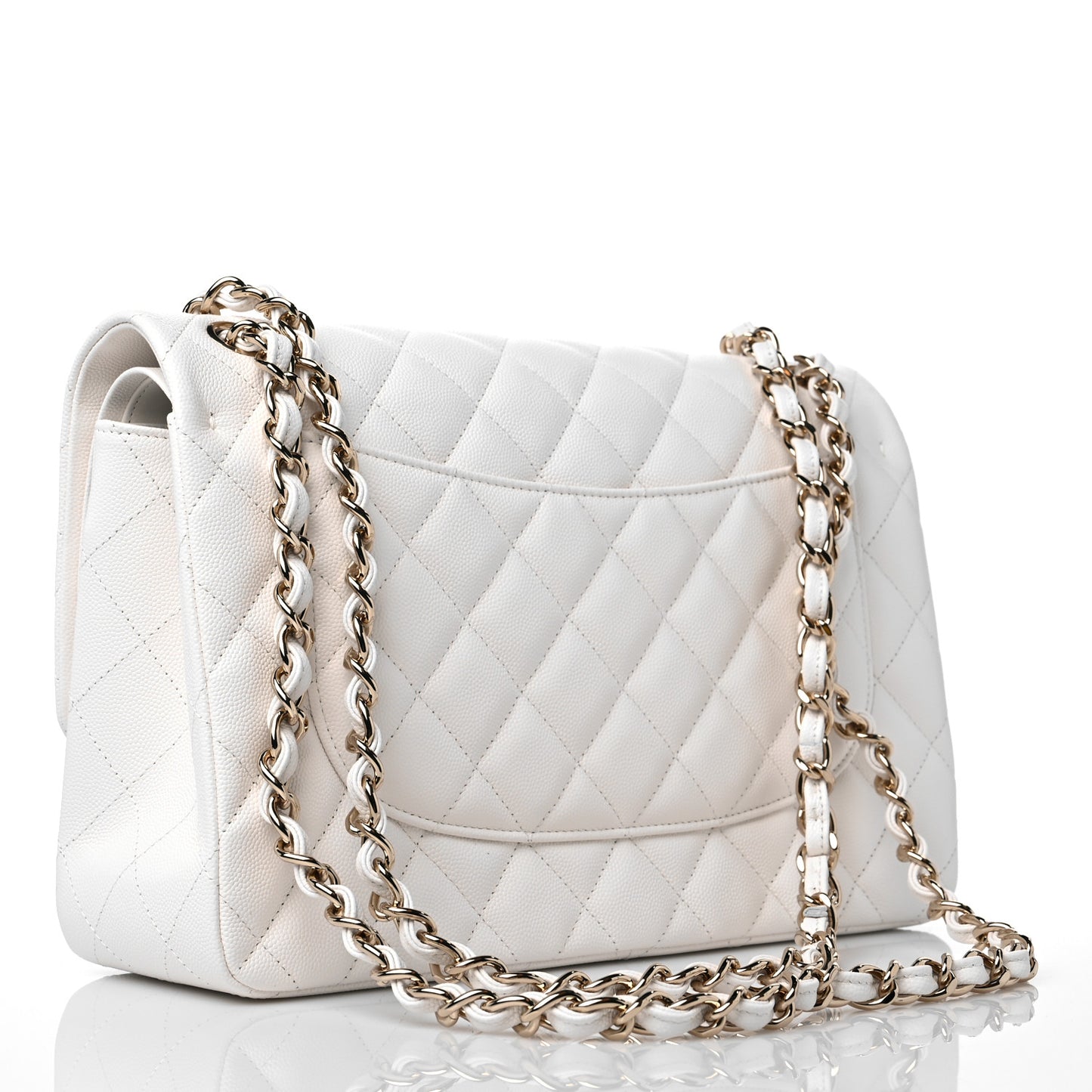 Caviar Quilted Jumbo Double Flap White