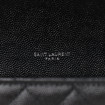 Saint Laurent Grain De Poudre Textured Mixed Matelasse Triquilt Medium Monogram Satchel Black 7 of 9