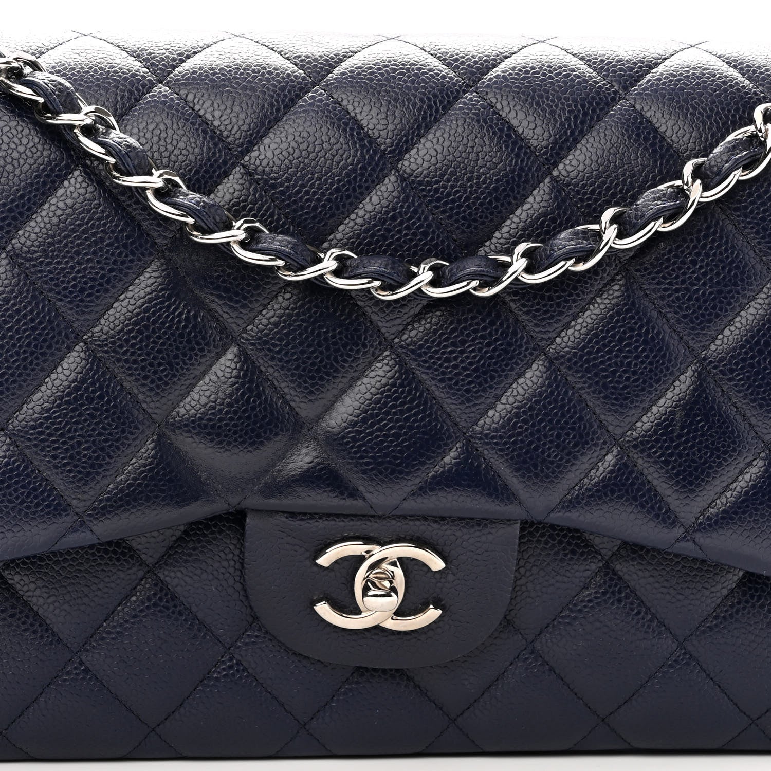 Chanel Caviar Quilted Jumbo Double Flap Navy Blue 7 of 11