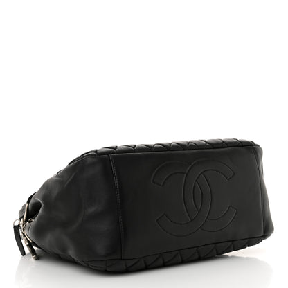 Chanel Lambskin Bubble Quilt Large Double Bowling Bag Black 4 of 11
