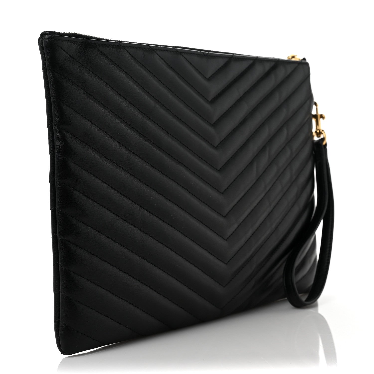 Saint Laurent Calfskin Matelasse Monogram Cassandre Tablet Pouch Black 3 of 7