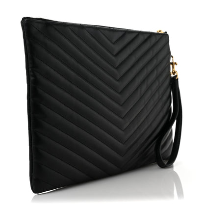 Saint Laurent Calfskin Matelasse Monogram Cassandre Tablet Pouch Black 3 of 7