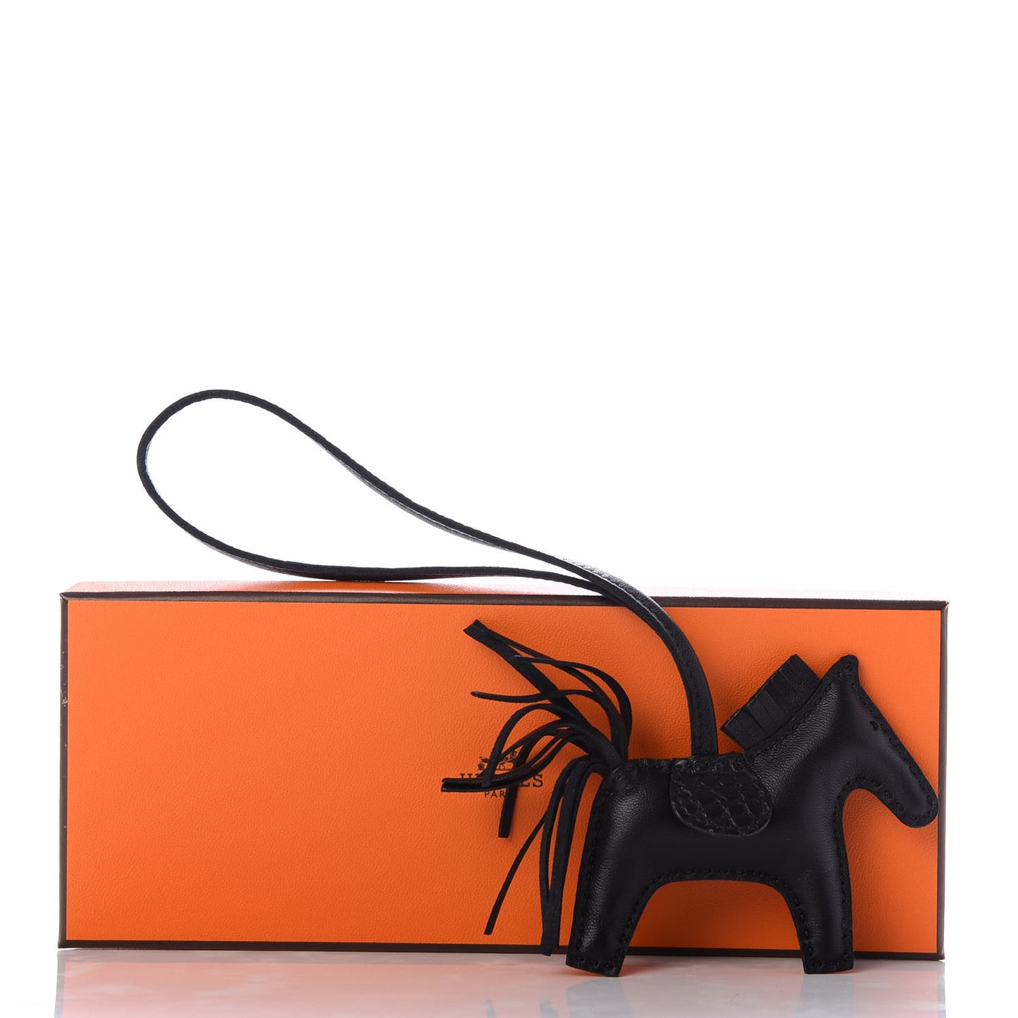 Milo Lambskin Matte Alligator Touch Grigri Rodeo Horse Bag Charm PM So Black