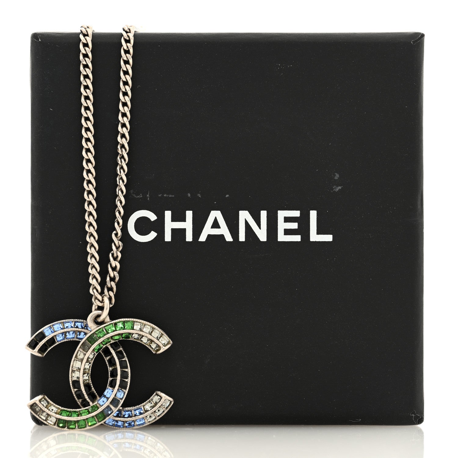 Chanel Baguette Crystal CC Necklace Blue 5 of 5