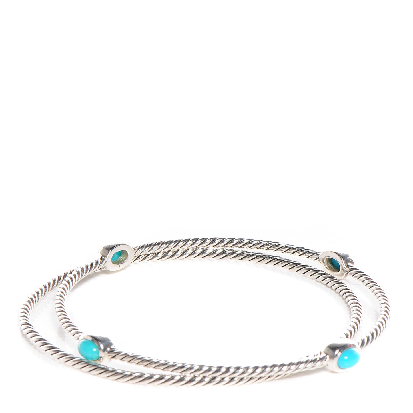 Sterling Silver Turquoise Color Classics Cable Bangle Bracelet Set of 2