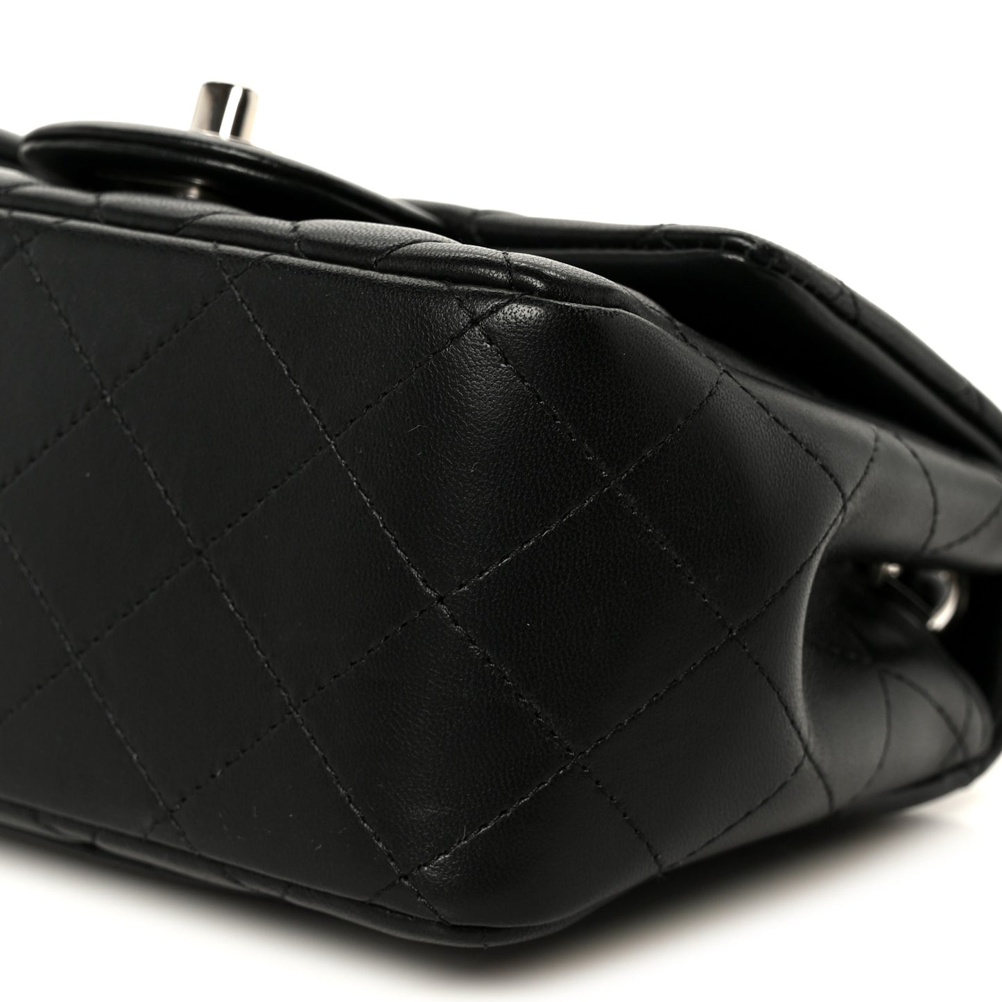 Lambskin Quilted Mini Square Flap Black