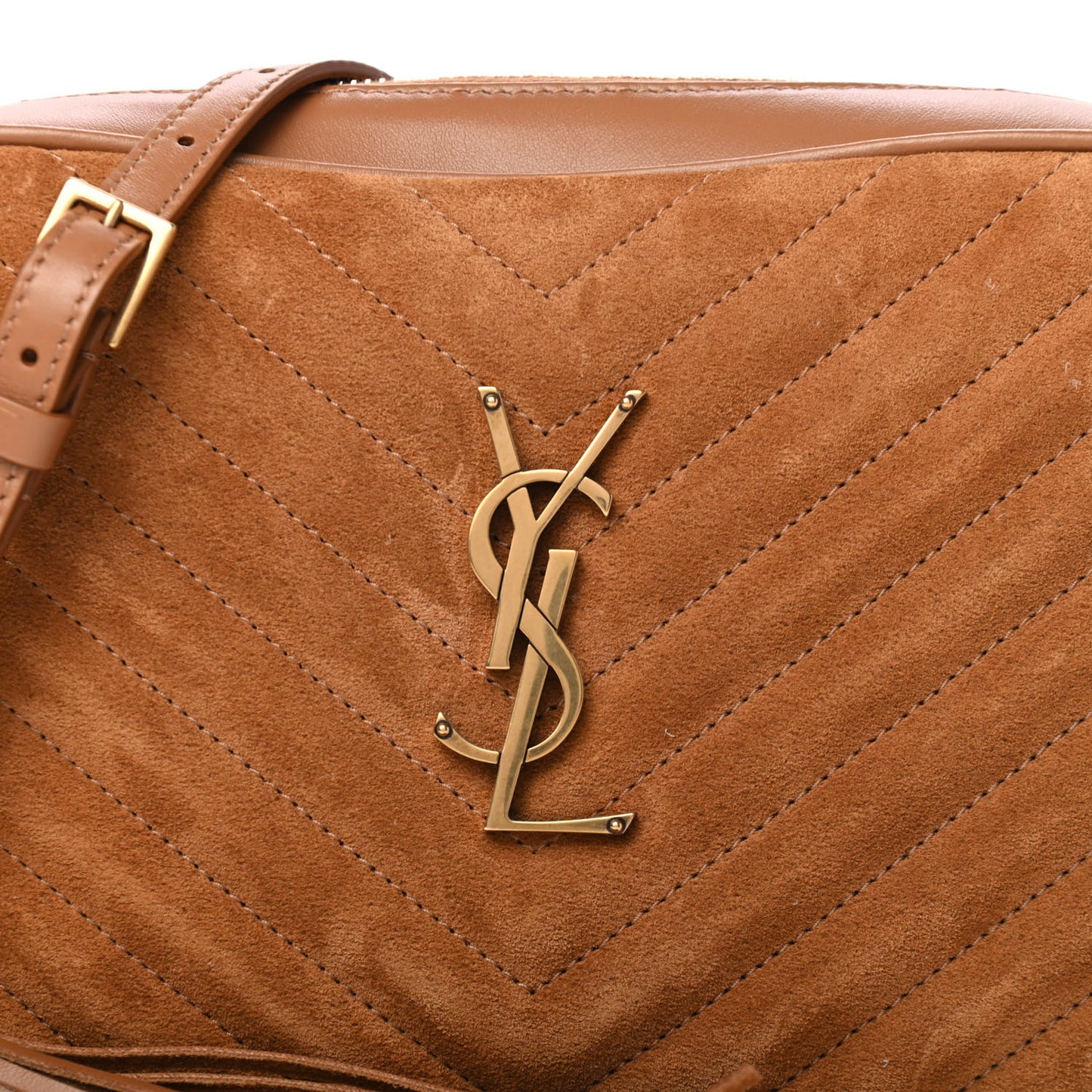 Suede Matelasse Monogram Lou Camera Bag Cinnamon
