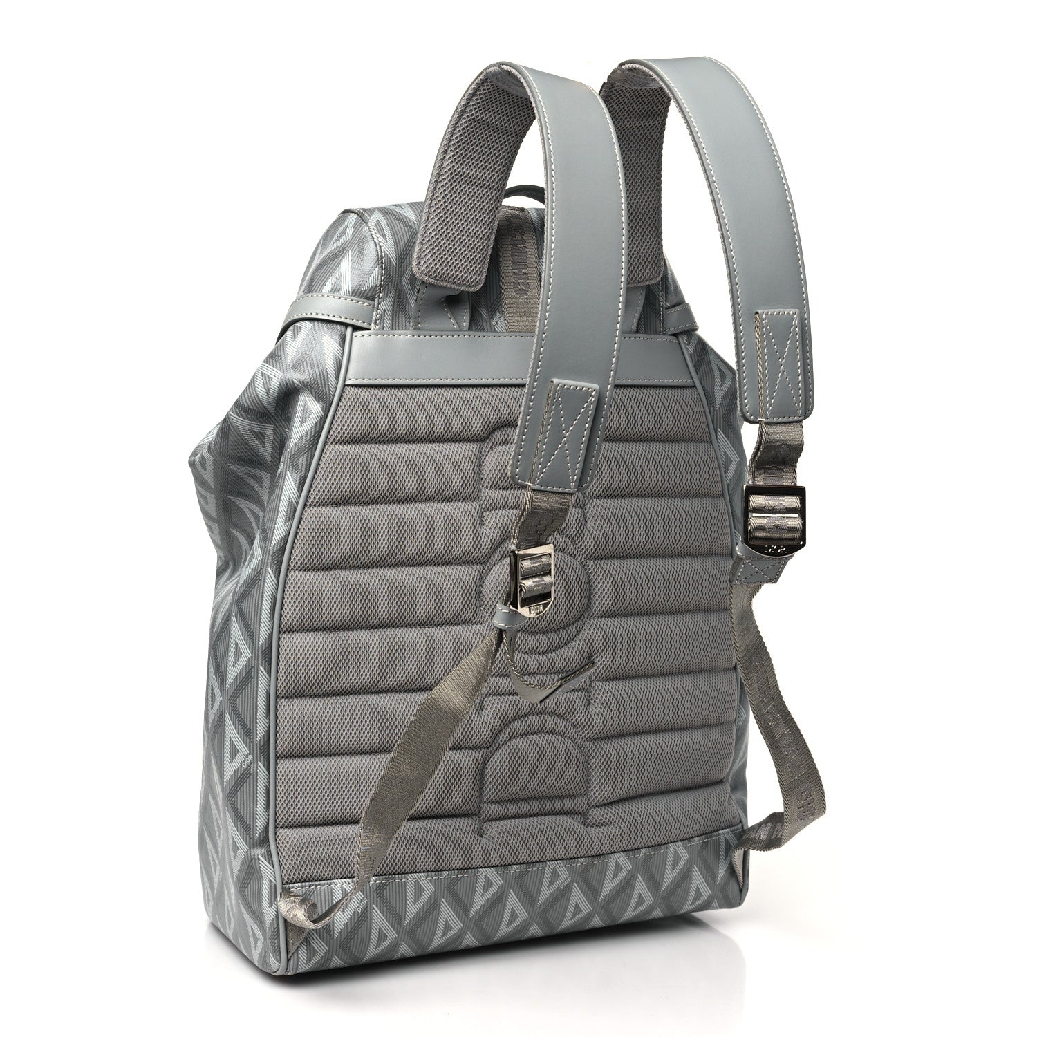 Christian Dior Coated Canvas CD Diamond Flap Backpack Gray 1626945