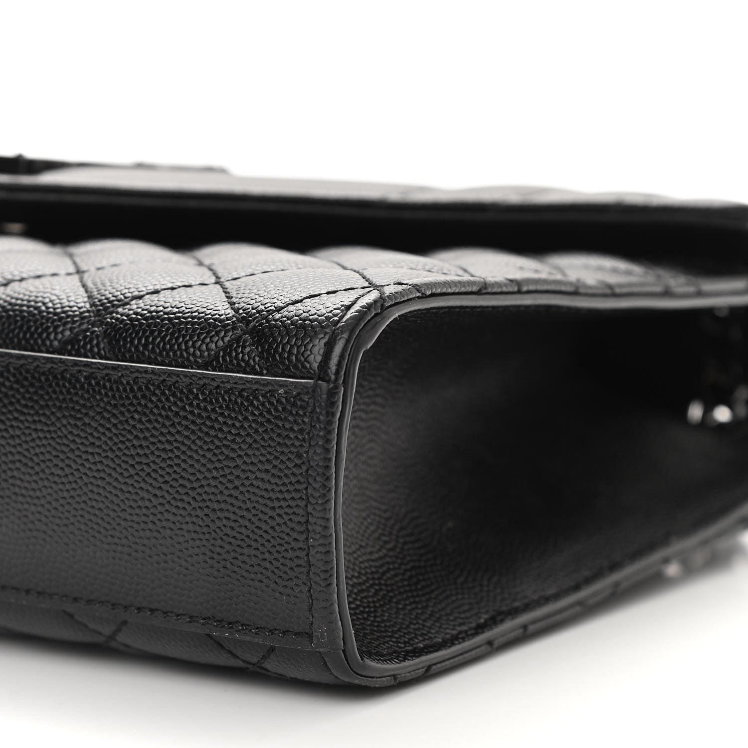 Saint Laurent Grain De Poudre Textured Mixed Matelasse Triquilt Medium Monogram Satchel Black 14 of 14