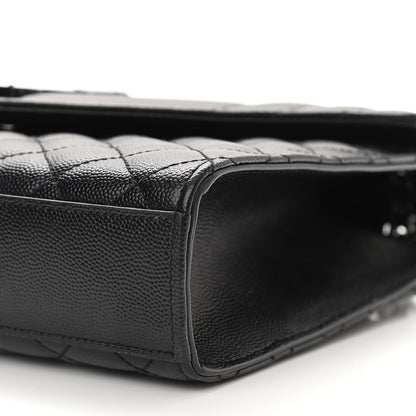 Saint Laurent Grain De Poudre Textured Mixed Matelasse Triquilt Medium Monogram Satchel Black 14 of 14