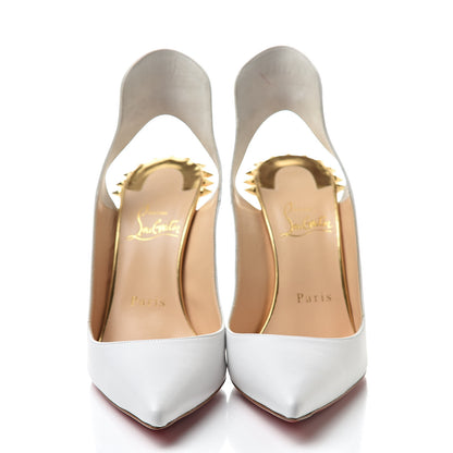 Christian Louboutin Kid Specchio Survivita 100 Slingback Pumps 36 White Gold 2 of 10