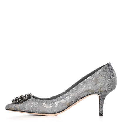 Dolce & Gabbana Lace Embellished Rosa Pumps 40 Grey 1 of 9