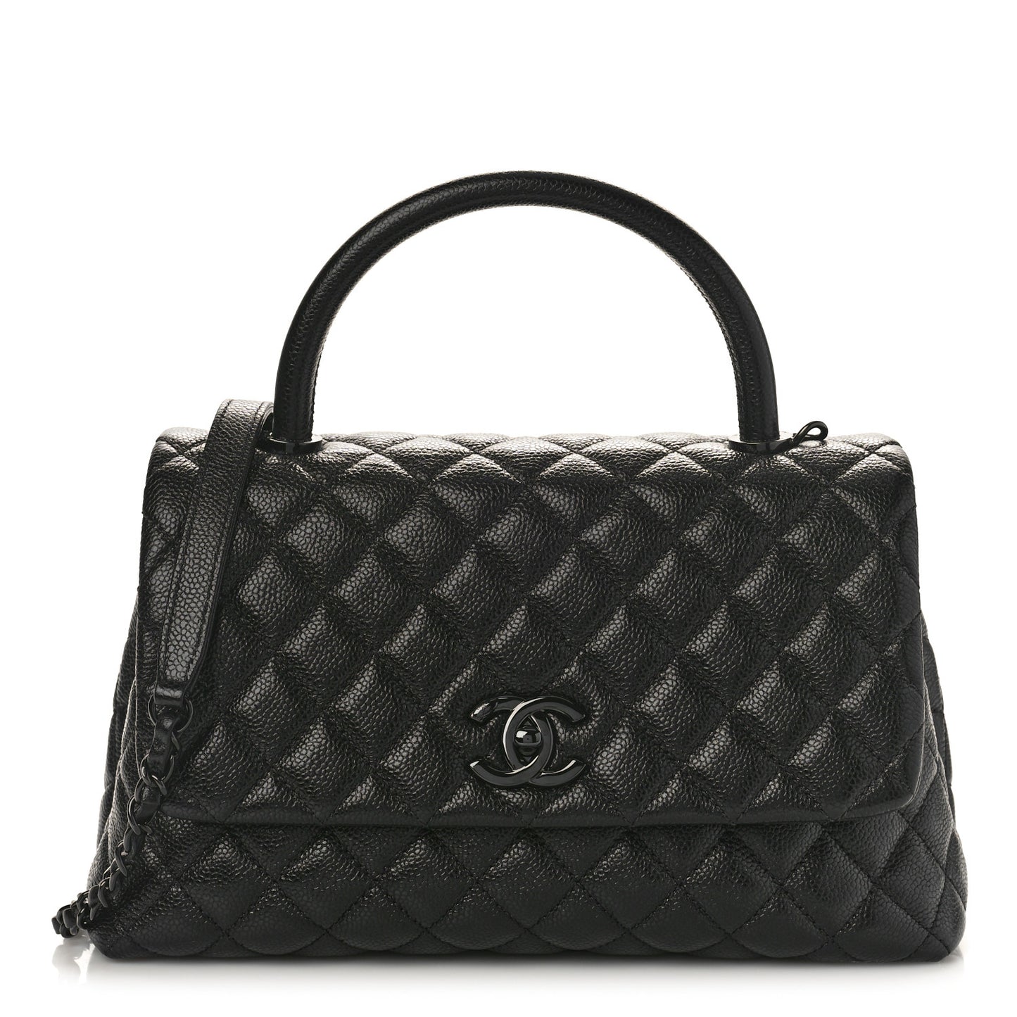 Caviar Quilted Small Coco Handle Flap So Black