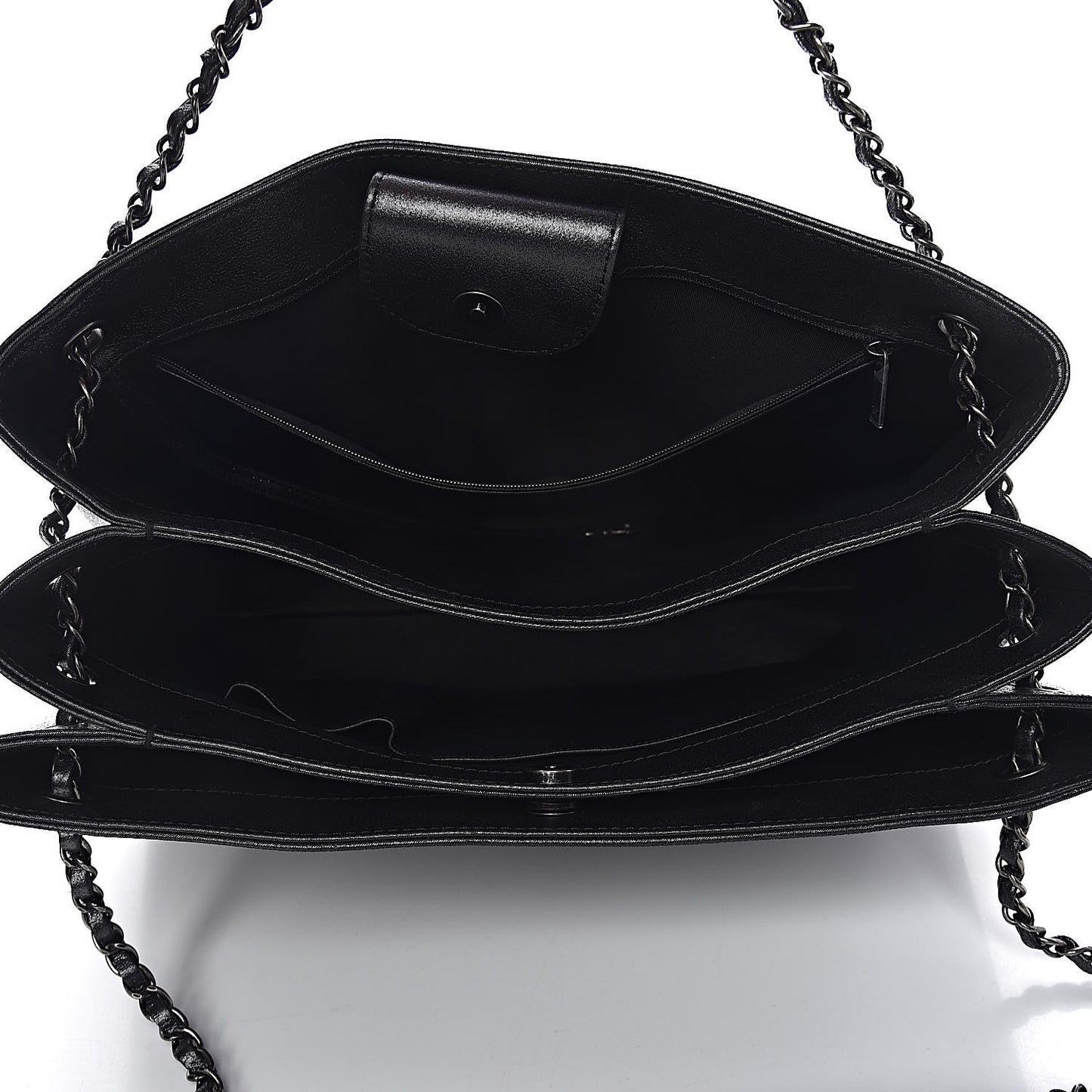 Iridescent Calfskin CC East West Shopping Tote Black