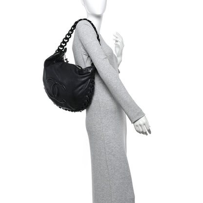 Chanel Calfskin Modern Chain Rhodoid Hobo Black 2 of 11