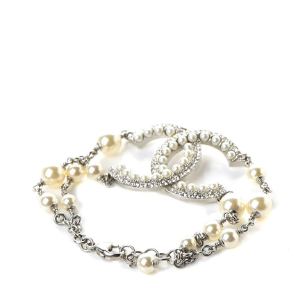 Chanel Pearl Crystal CC Bracelet Silver 3 of 4
