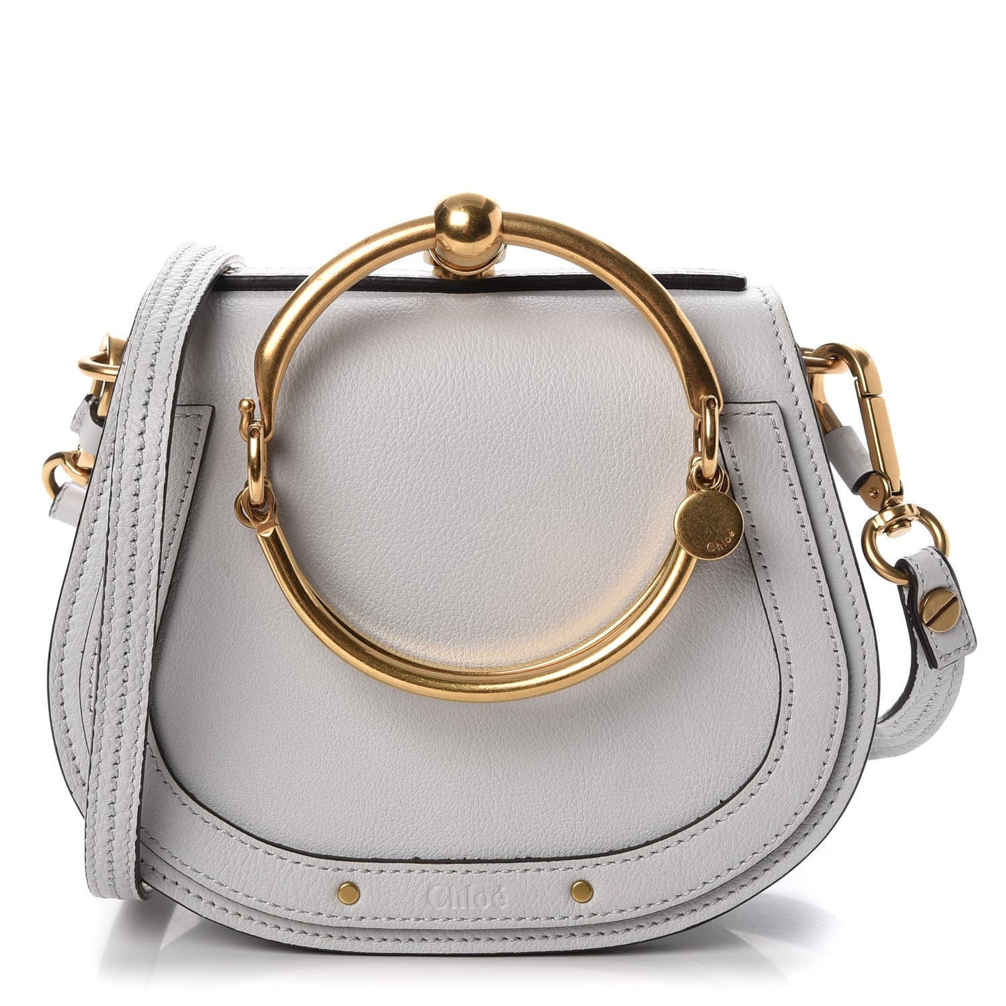 Calfskin Suede Small Nile Bracelet Bag Airy Grey