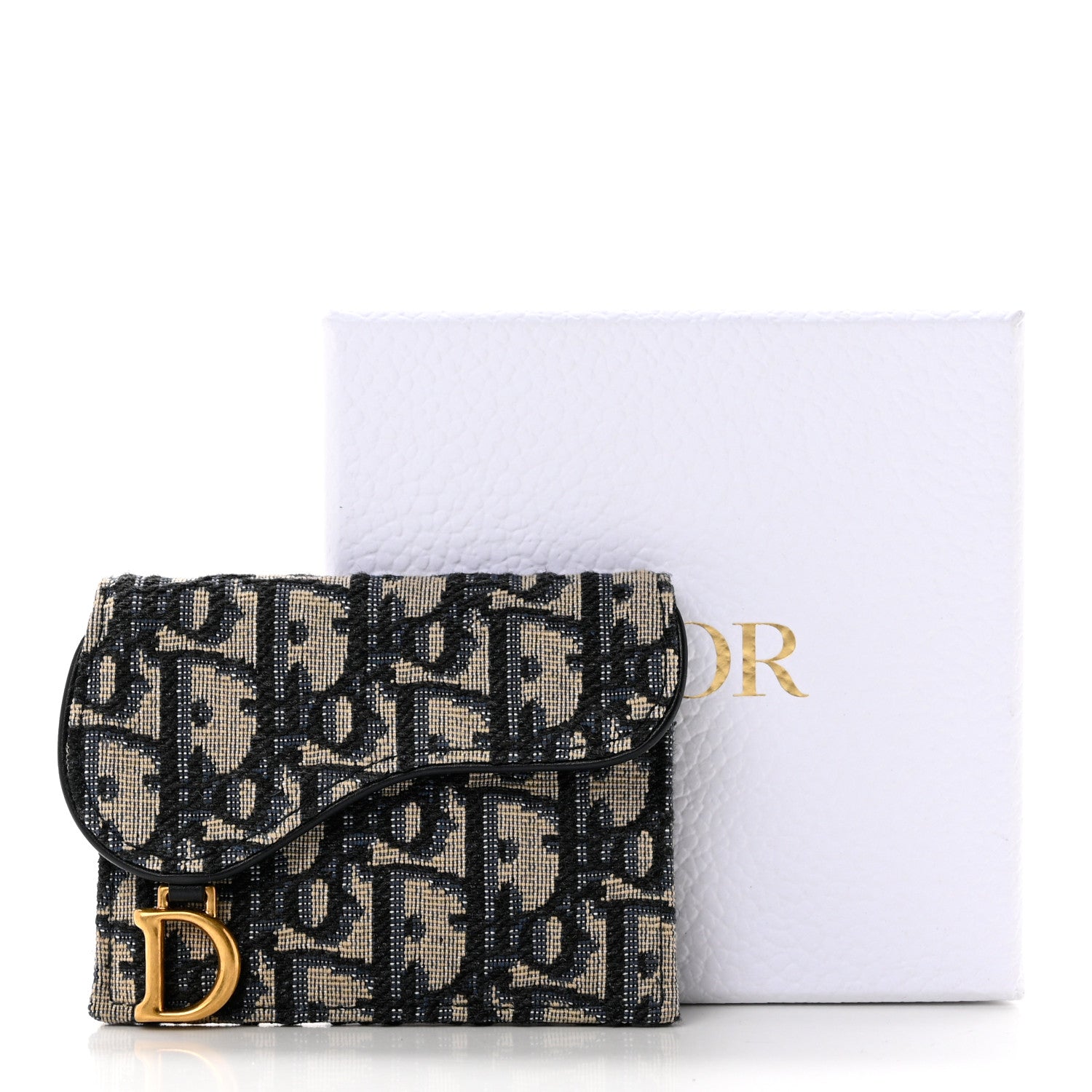 Christian Dior Oblique Saddle Card Holder Blue 7 of 7