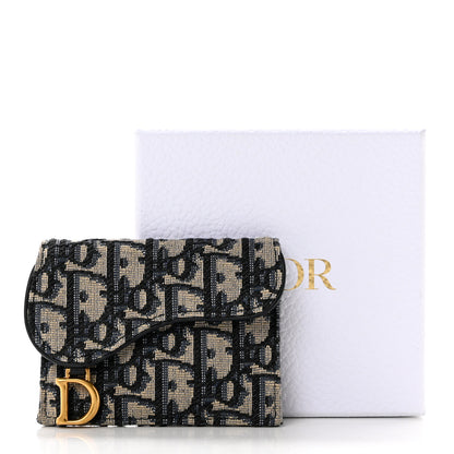 Christian Dior Oblique Saddle Card Holder Blue 7 of 7