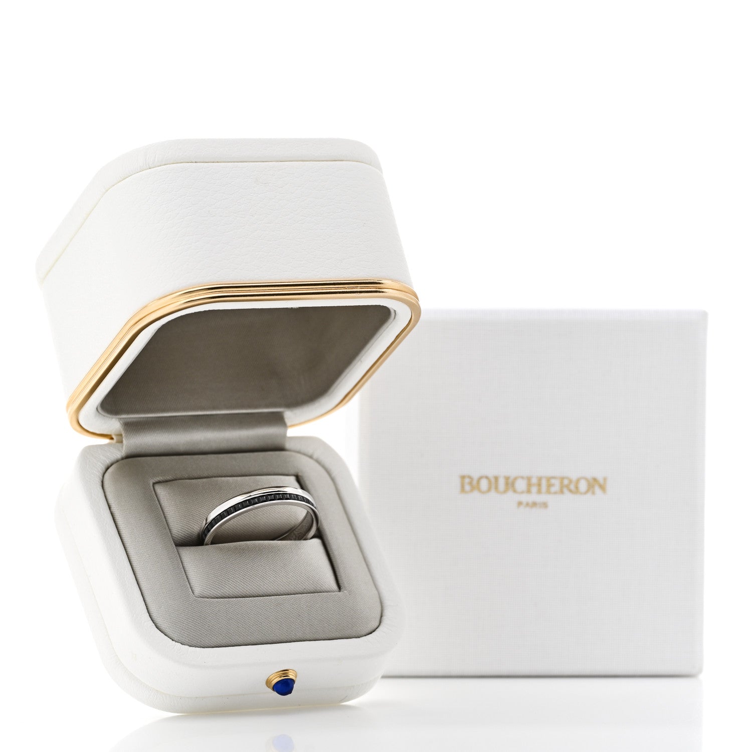 Boucheron 18K White Gold PVD Quatre Black Edition Wedding Band Ring 63 10.25 9 of 9