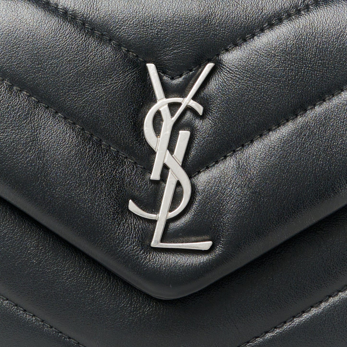 Calfskin Y Quilted Monogram Toy Loulou Crossbody Bag Black