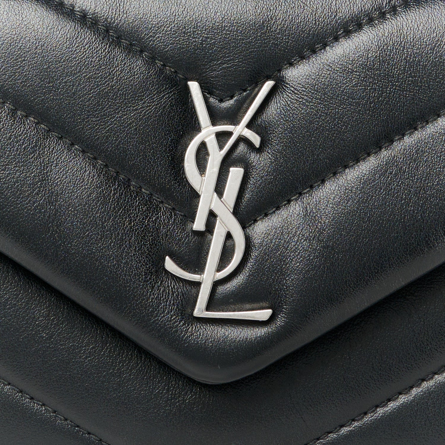 Saint Laurent Calfskin Y Quilted Monogram Toy Loulou Crossbody Bag Black 9 of 13