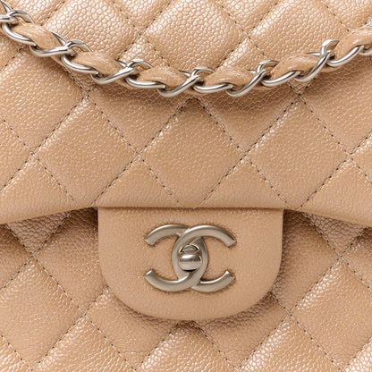 Chanel Pearly Caviar Quilted Jumbo Double Flap Beige 9 of 13