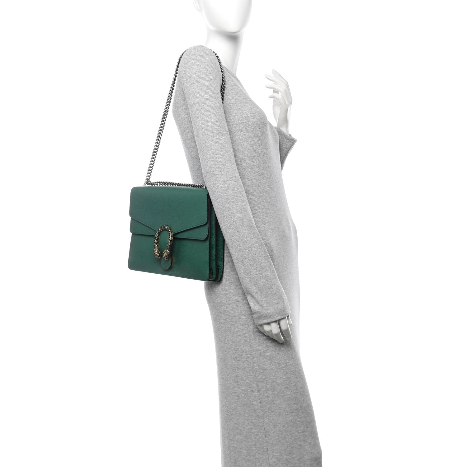 Gucci Dollar Calfskin Crystal Medium Dionysus Shoulder Bag Emerald 2 of 10