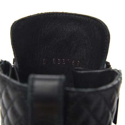 Chanel Calfskin Quilted Lace Up Combat Boots 37 Black 8 of 19