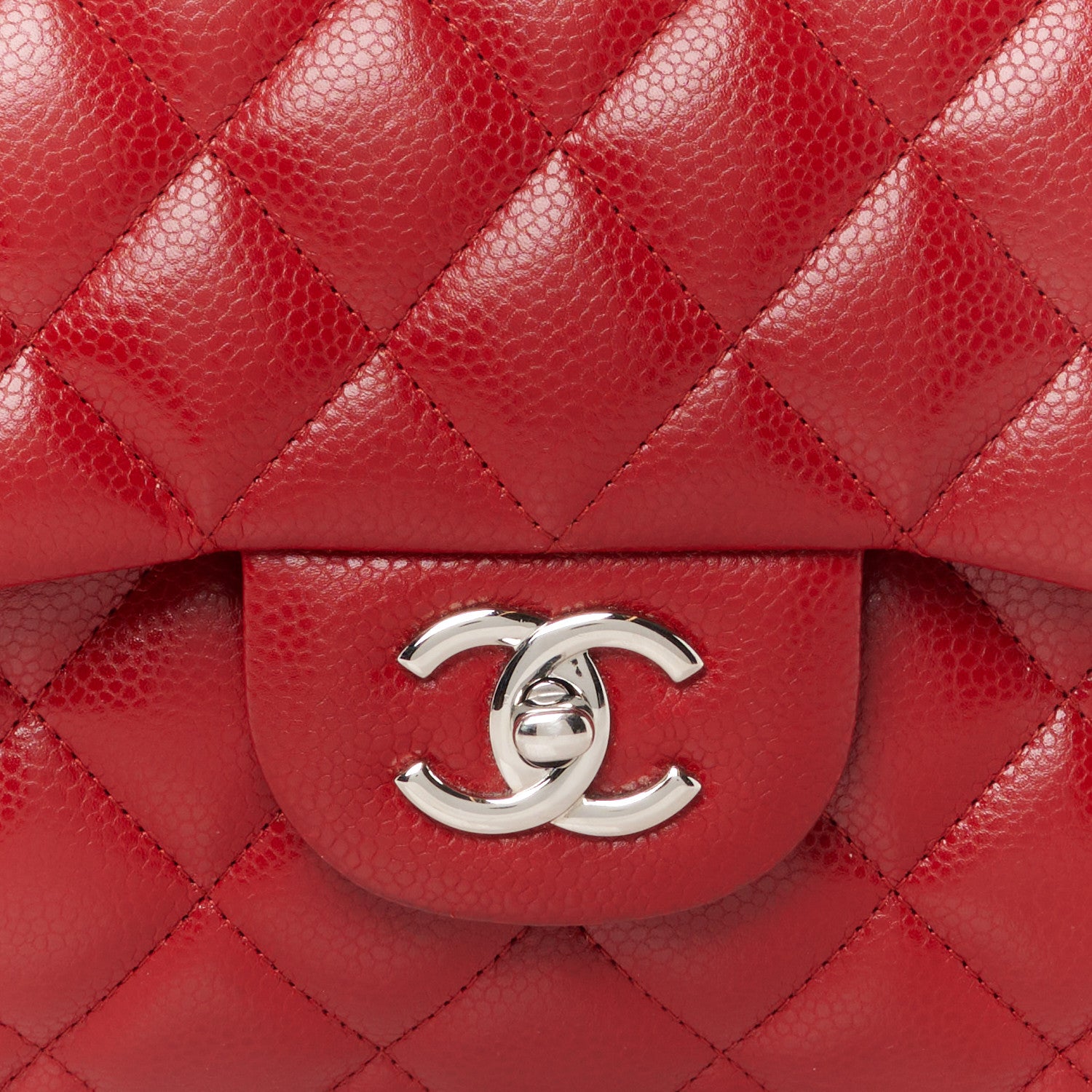 Chanel Caviar Quilted Jumbo Double Flap Red 9 of 12