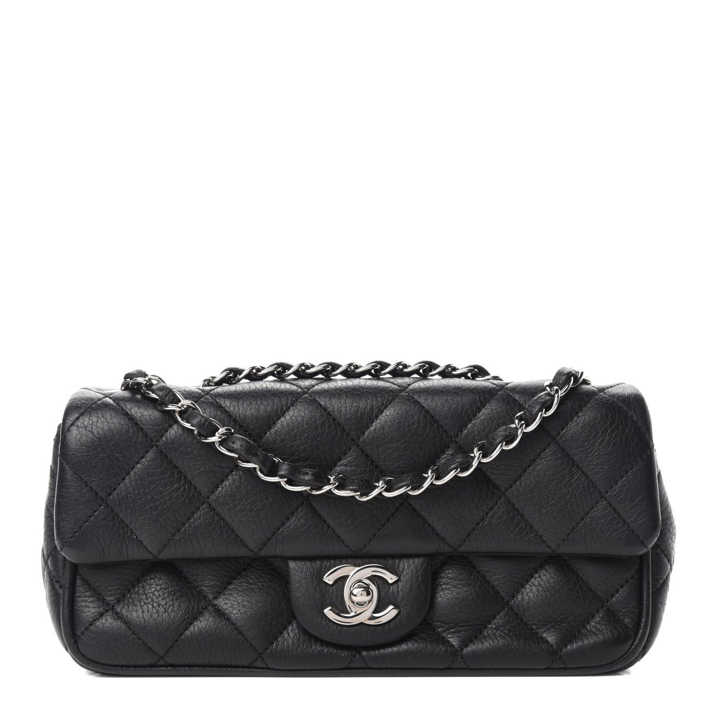 Deerskin Quilted East West Flap Black