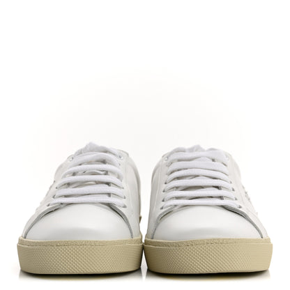 Saint Laurent Embroidered Court Classic Sneakers 37.5 Blanc Optique Argento 3 of 11