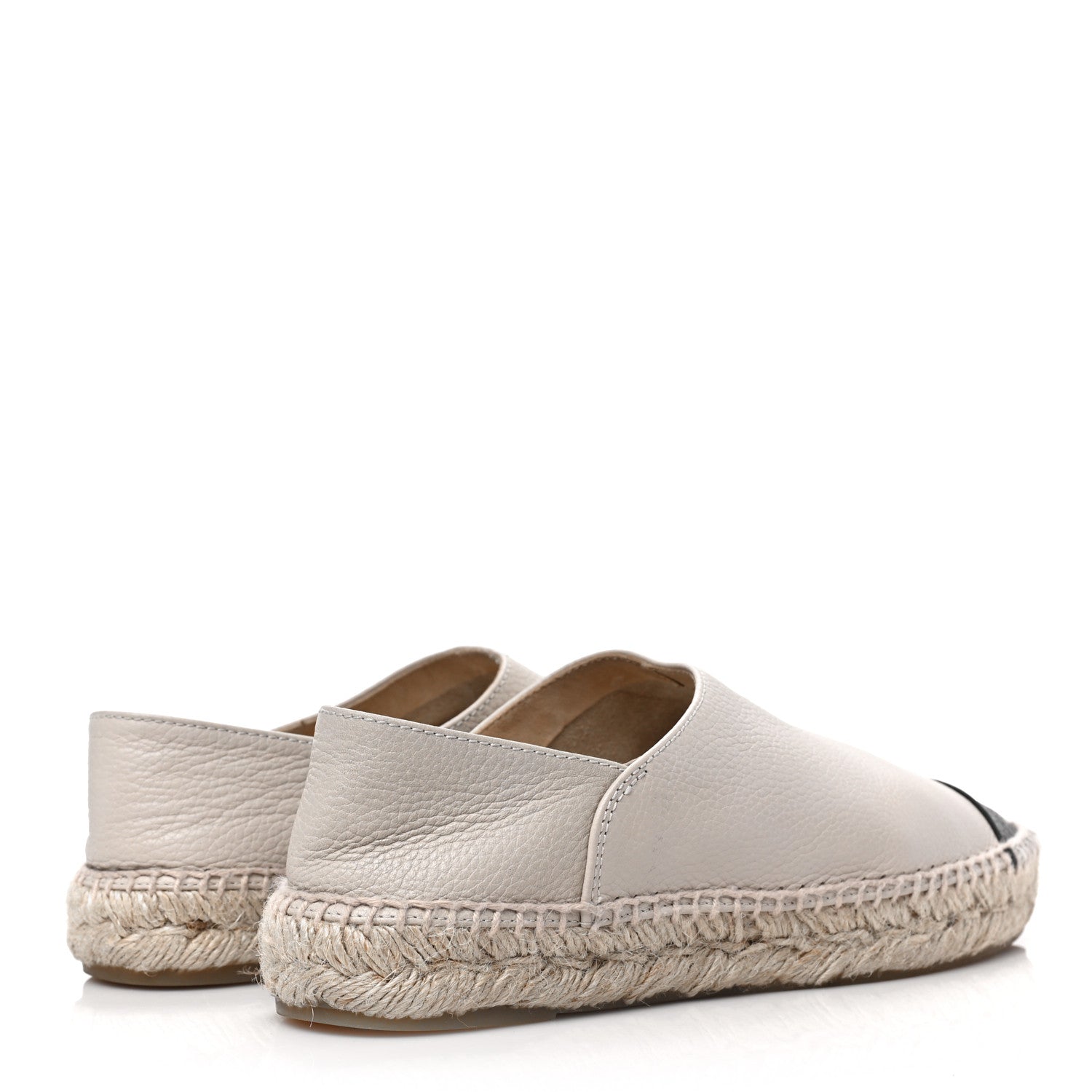Chanel Grained Calfskin CC Espadrilles 37 Beige Black 4 of 7