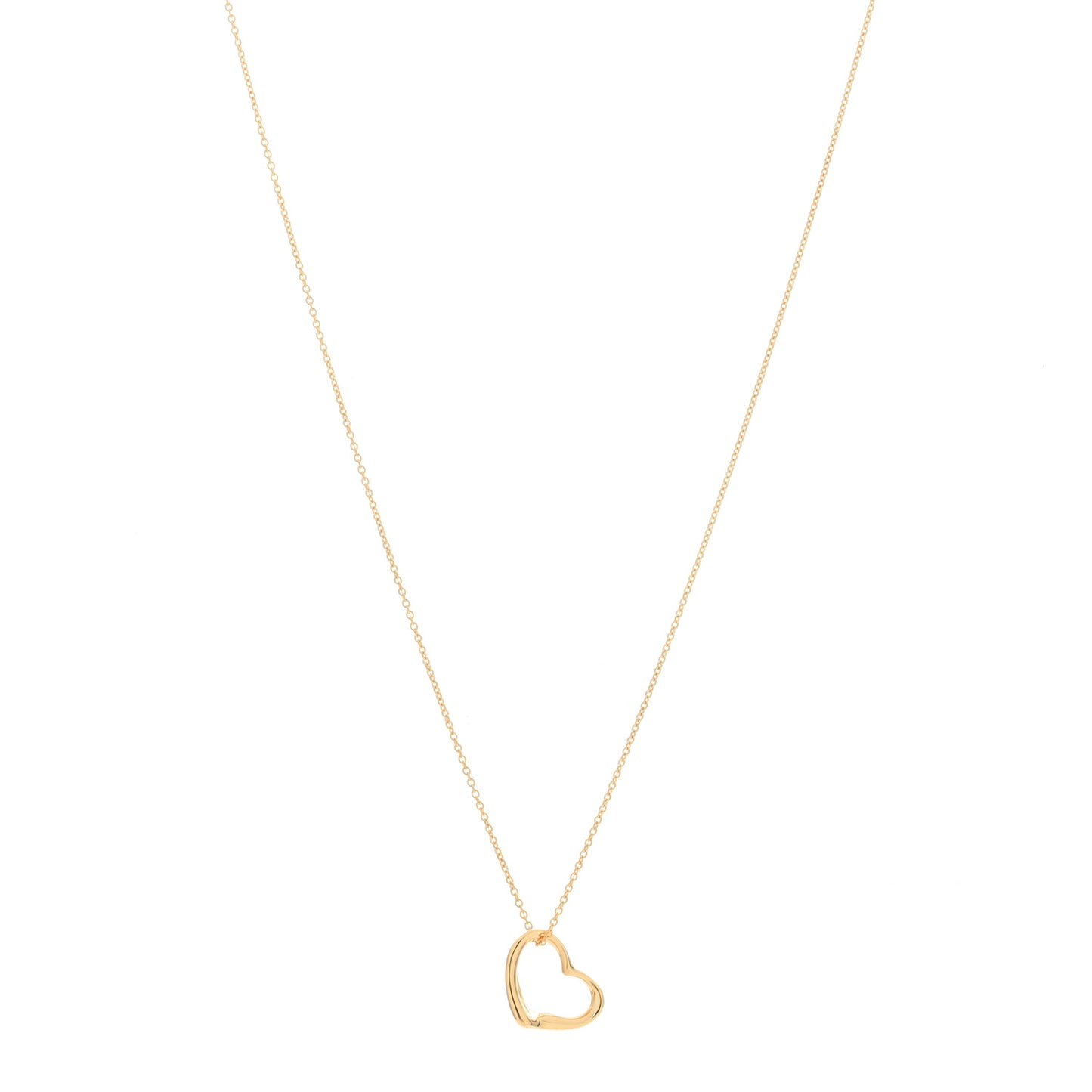 18K Yellow Gold 14mm Elsa Peretti Open Heart Pendant Necklace