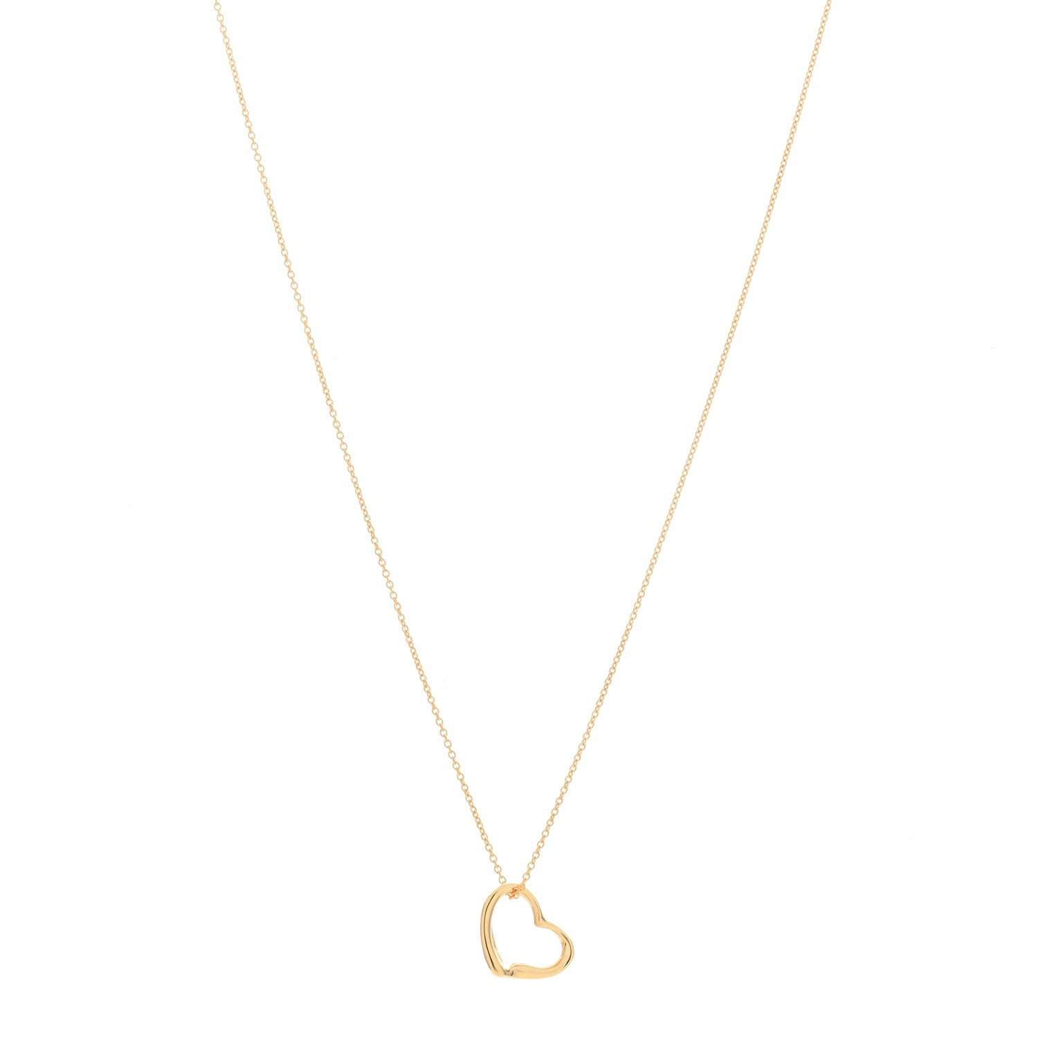 Tiffany 18K Yellow Gold 14mm Elsa Peretti Open Heart Pendant Necklace 1 of 4
