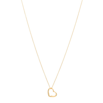 Tiffany 18K Yellow Gold 14mm Elsa Peretti Open Heart Pendant Necklace 1 of 4