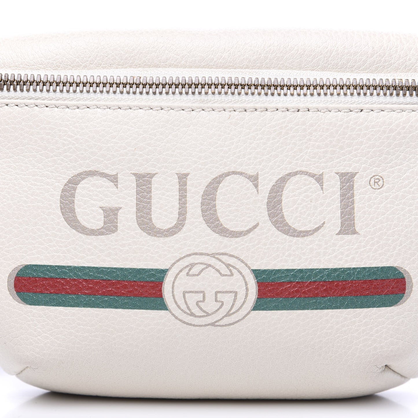 Grained Calfskin Small Logo Belt Bag White