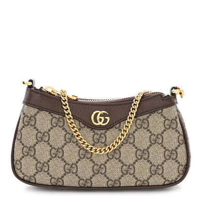 Gucci GG Supreme Monogram Textured Dollar Calfskin Mini Ophidia Chain Bag Beige Ebony 1 of 11