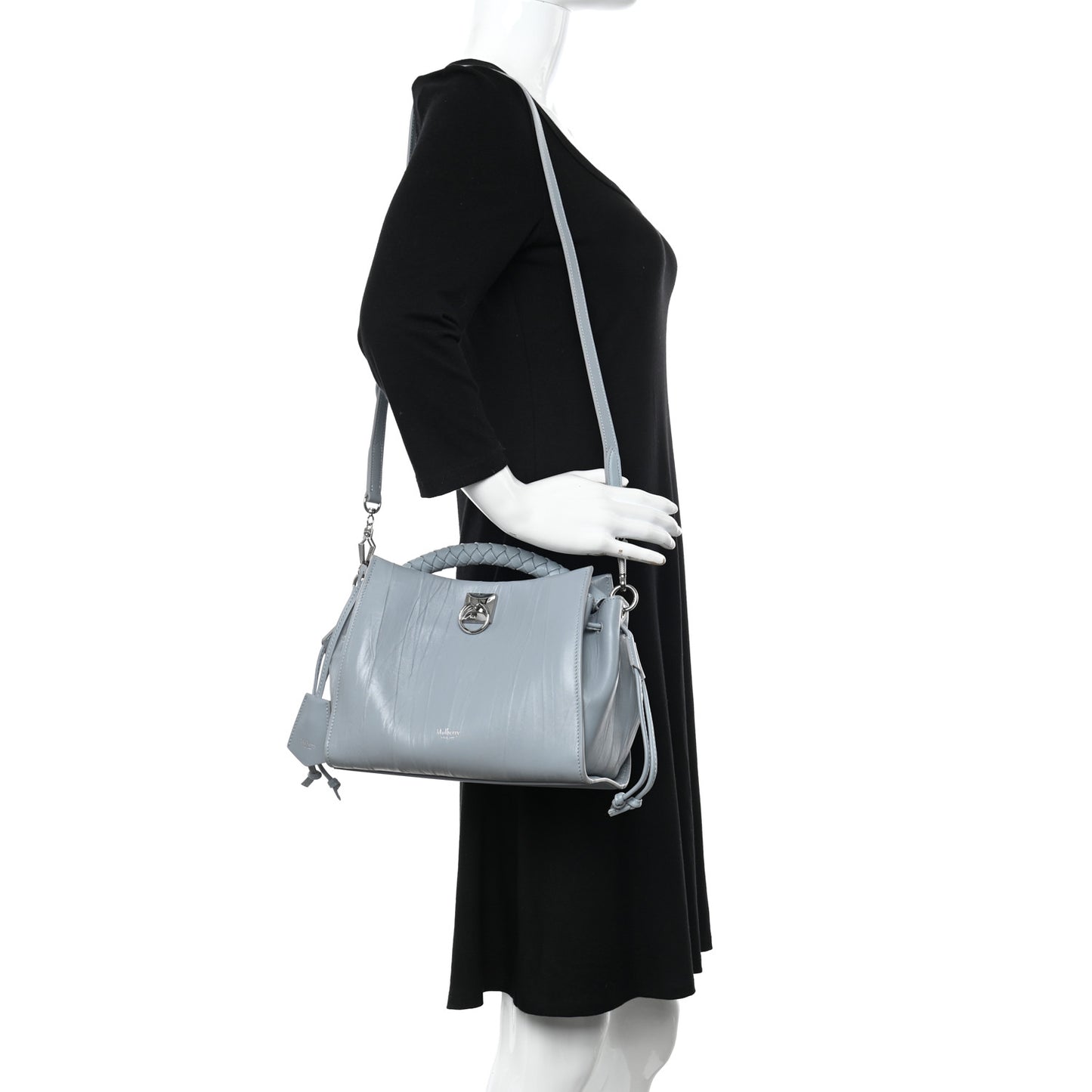 Crinkled Calfskin Small Iris Tote Cloud
