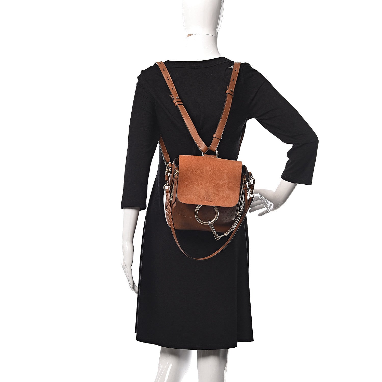 Chloe Suede Calfskin Medium Faye Backpack Tan 3 of 11