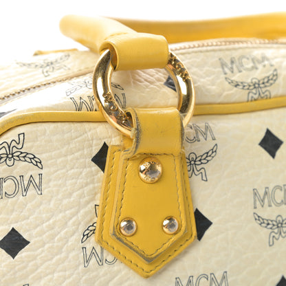 MCM Visetos Satchel White Yellow 15 of 20