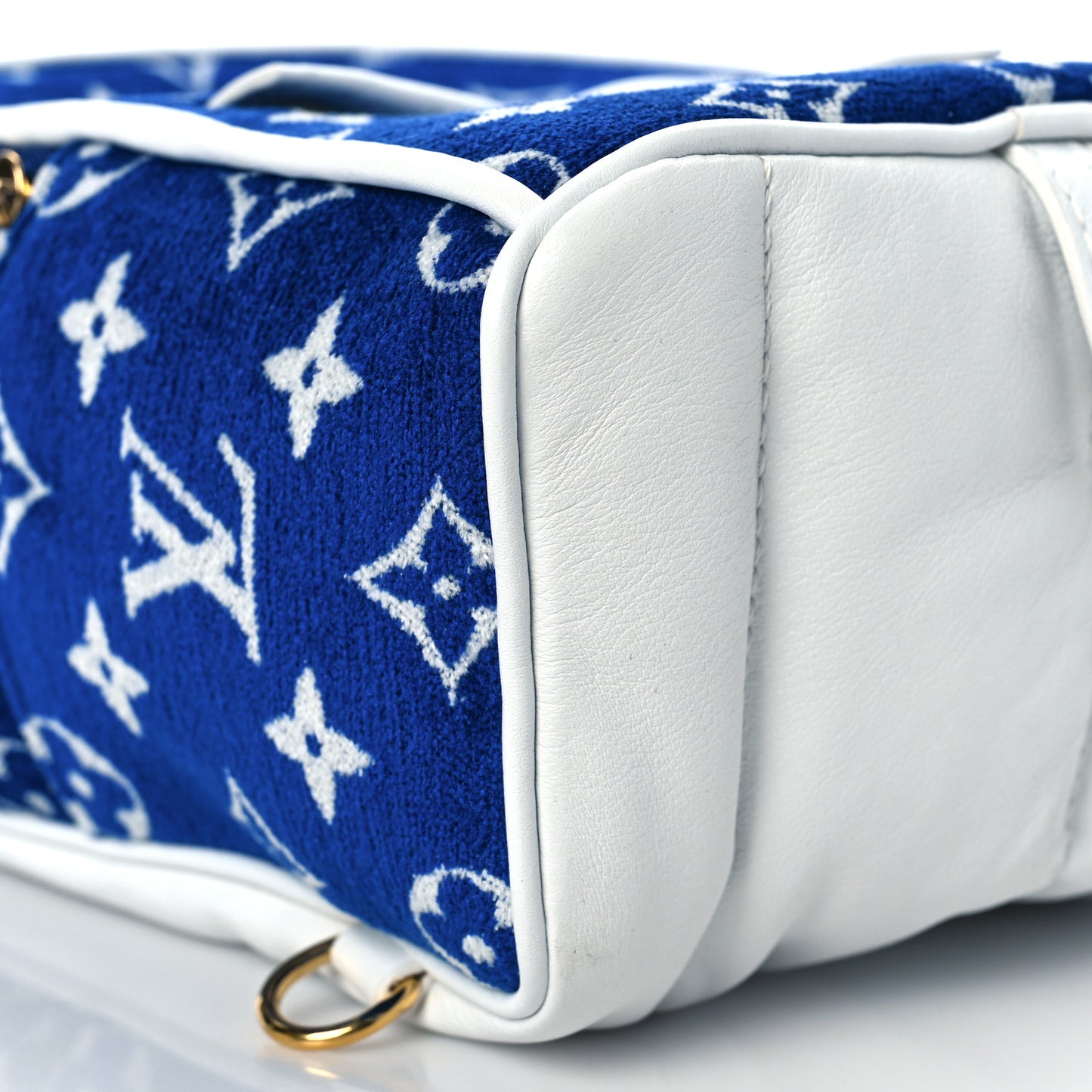 Jacquard Velvet Monogram Palm Springs Backpack Mini Blue