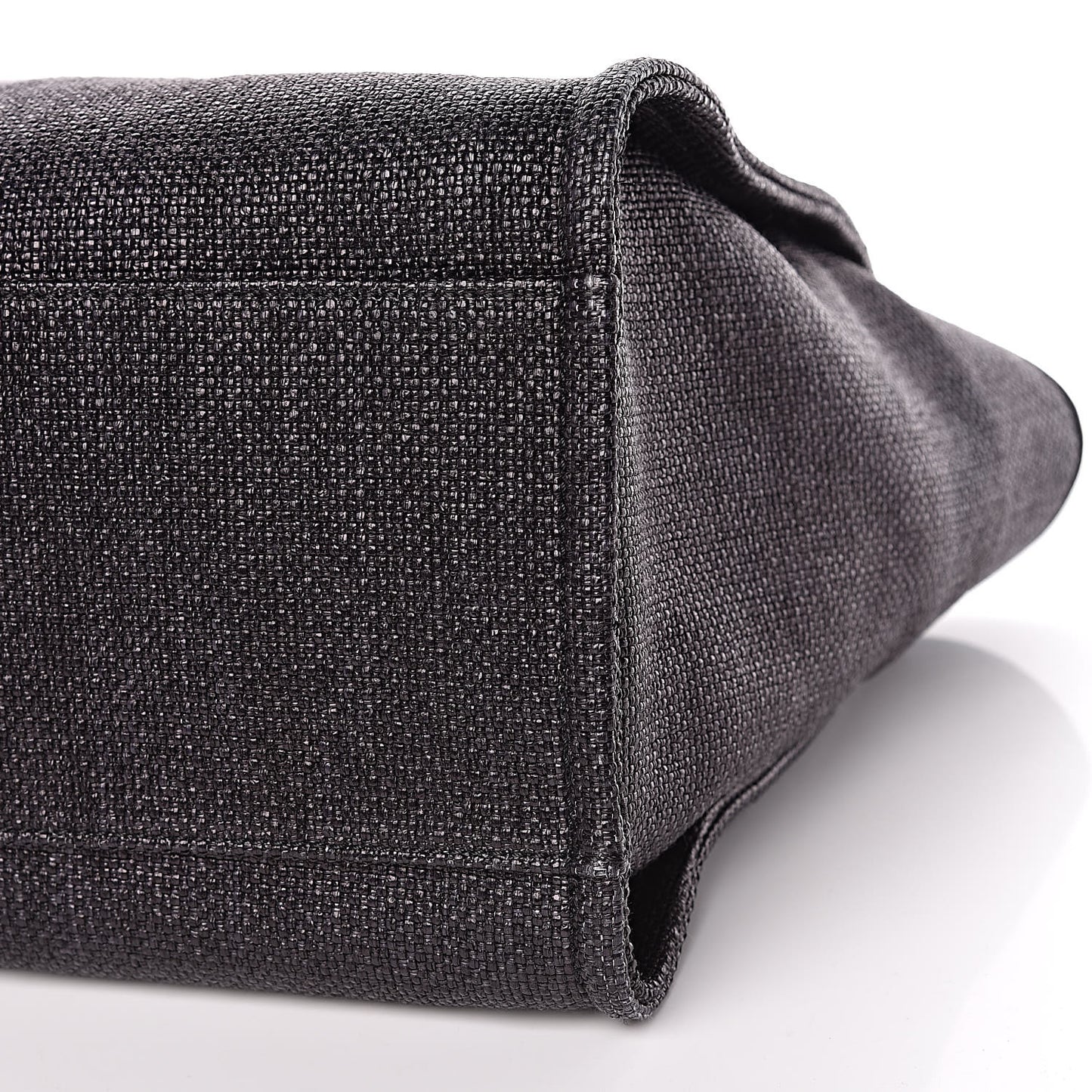 Woven Straw Raffia Large Deauville Tote Black