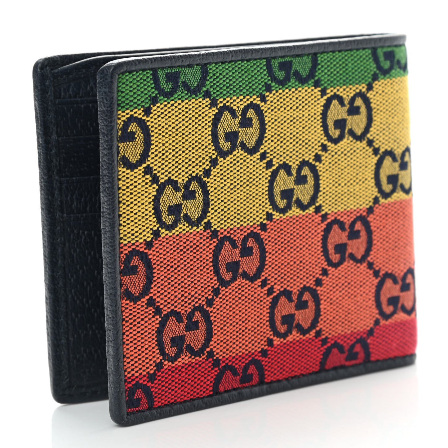 Monogram Multicolor Textured Calfskin Retro Interlocking G Bi-Fold Wallet Blue Rainbow